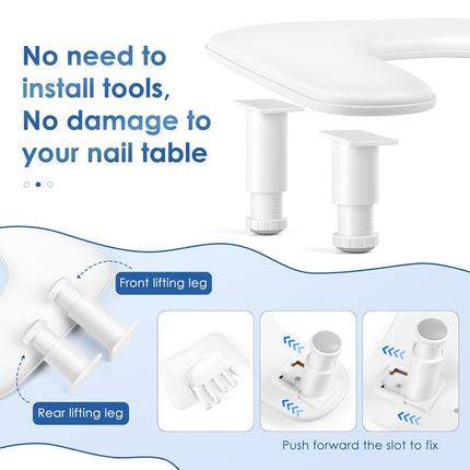 U-Shaped Adjustable Manicure Arm Rest in White PU Leather