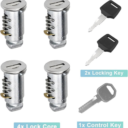 4 Pack One-Key Compatible Rack Lock Cores for Bike, Roof, Cargo, Tower, and Ski Racks