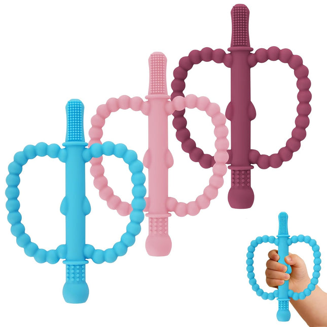 Hollow Teether Tube 3 Pack Apple Shape Chew Straw Sensory Toy