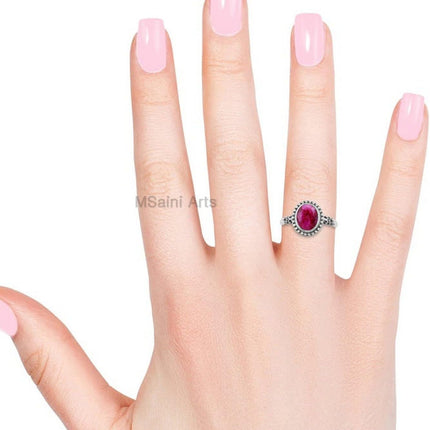 925 Sterling Silver Ring for Women with Ruby Gemstone