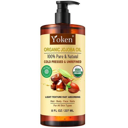 GlowEssence EsenciaLuz Yoken USDA Organic Jojoba Oil Cold Pressed 8 fl oz, 100% Pure & Natural — Beauty & Self-Care