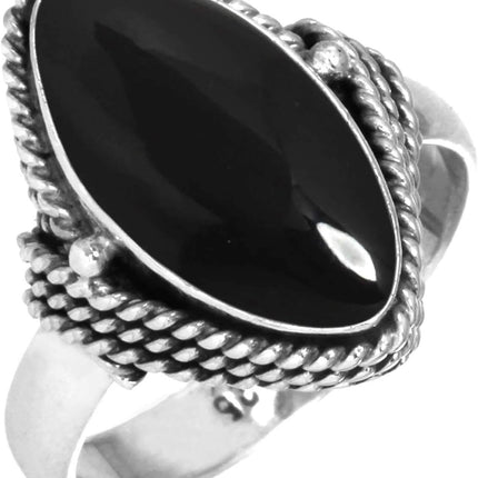 Genuine 925 Marquise Ring with Pearl, Amber, Garnet & Moonstone