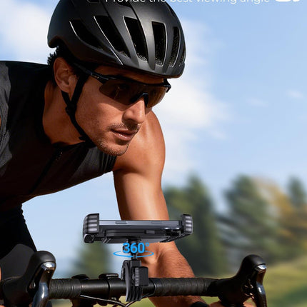 Bike and Motorcycle Phone Holder Mount, 360° Adjustable, Shockproof Anti-Shake Design, Fits 4.7-7 in. Smartphones, Black
