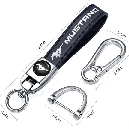Black Genuine Leather Braided Car Keychain
