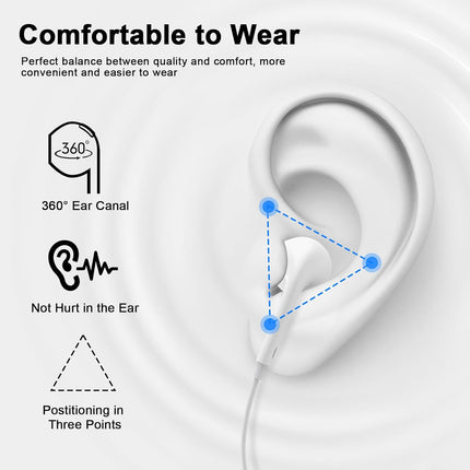 MFi Certified Wired Earbuds with Mic and Volume Control, 2 Pack