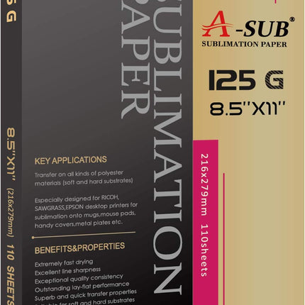 Sublimation Paper 110 Sheets for Inkjet Printers with Sublimation Ink 125g