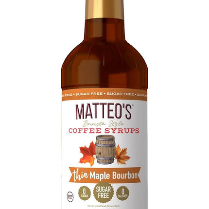 Maple Bourbon Sugar-Free Coffee Syrup, Non-Alcoholic, 33.8 oz