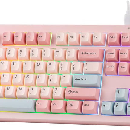 Pink Full Size USB-C Wired Membrane Gaming Keyboard