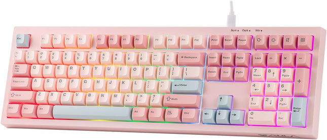 Pink Full Size USB-C Wired Membrane Gaming Keyboard