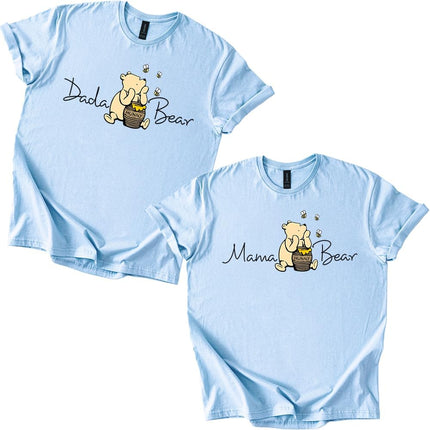 Mama Bear Honey Bear Mom Gift Unisex Matching Tee, Light Blue, X-Large