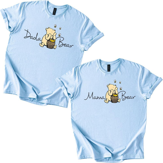 Mama Bear Honey Bear Mom Gift Unisex Matching Tee, Light Blue, X-Large