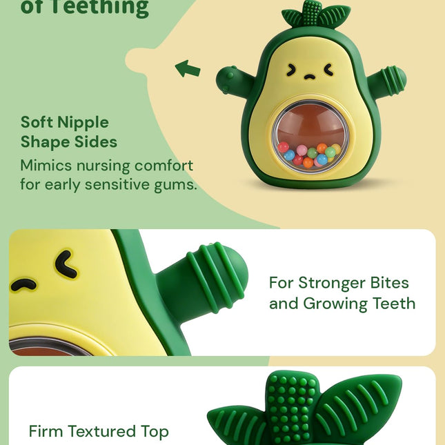 Baby Teething Silicone Hand Mitten Teether with Rattle