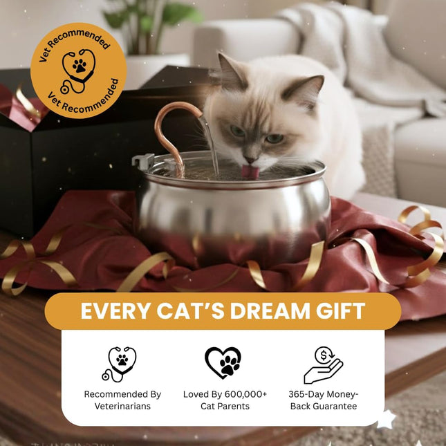 Stainless Steel Cat Water Fountain, 4L Corded Indoor Drinking Fountain
