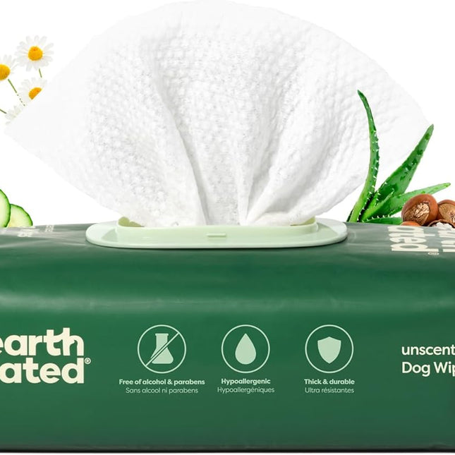 Hypoallergenic Unscented Pet Wipes for Dogs and Cats, 3-in-1 Grooming Wipes, 100 Count