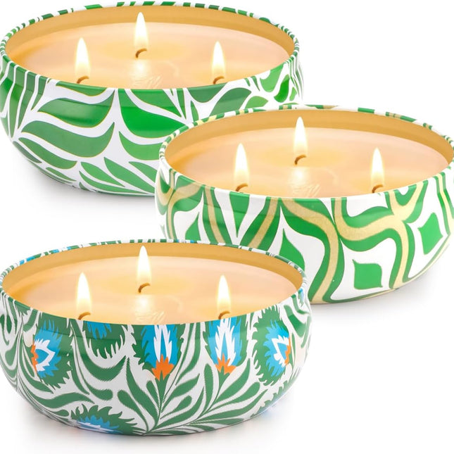 Large 36 oz Citronella 3-Wick Soy Wax Jar Candle for Outdoor and Indoor Use