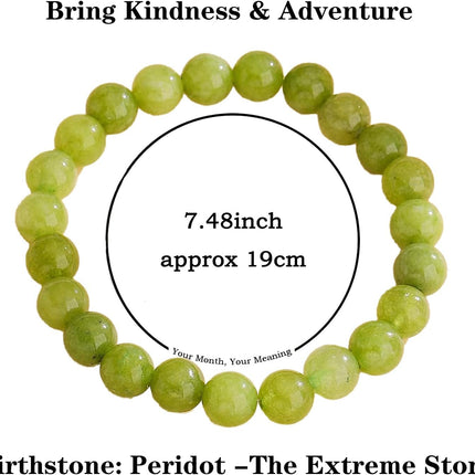 August Birthstone Peridot Stretch Beaded Bracelet