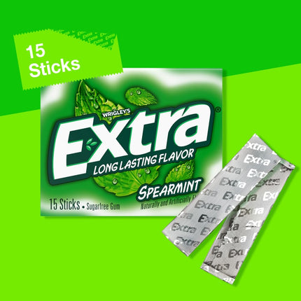 Spearmint Sugarfree Gum Bulk Pack, Individually Wrapped, 15 Count, Pack of 10