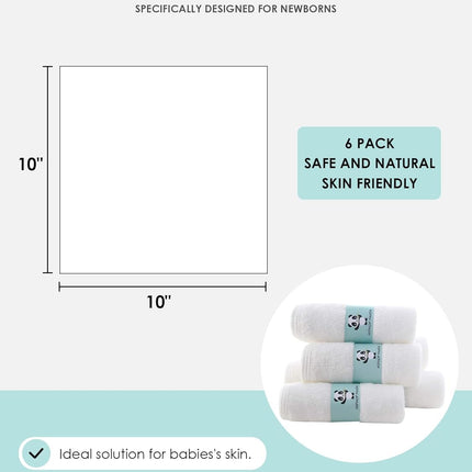 Baby Washcloths, Rayon Made from Bamboo, White 6 Pack