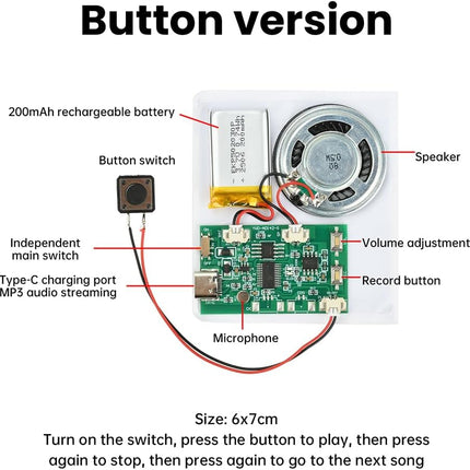 DIY Birthday Card Sound Module with Push Button and Speaker