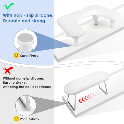 U-Shaped Adjustable Manicure Arm Rest in White PU Leather