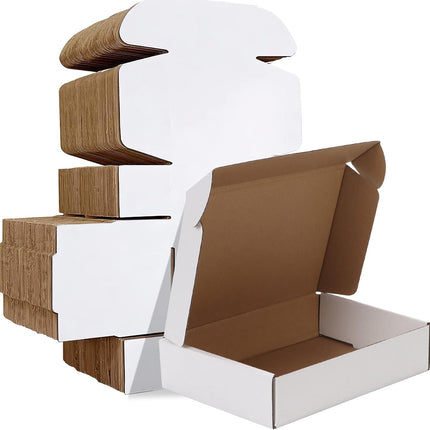 9 x 6 x 2 Inch White Corrugated Literature Mailer Boxes, Set of 50