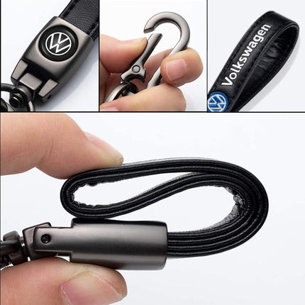 Leather Car Keychain Keyring with Car Key Lanyard