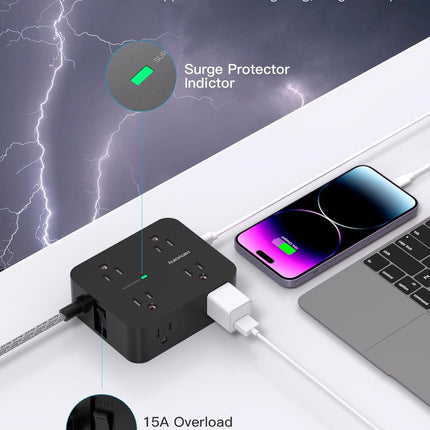 8-Outlet Surge Protector Power Strip with 4 USB Ports