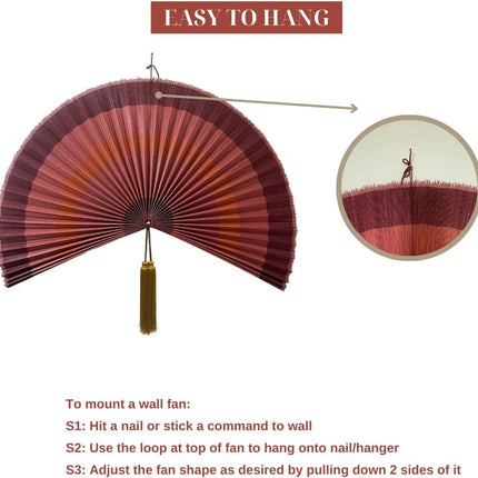 Large Green Bamboo-Style Folding Fan Wall Decor
