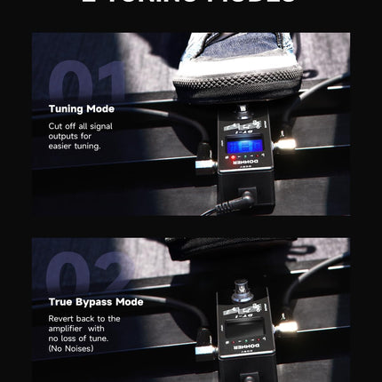 Chromatic Guitar Tuner Pedal with Pitch Indicator for Electric Guitar and Bass
