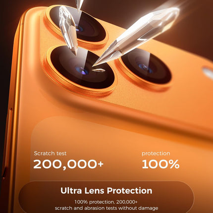 2 Pack Orange Full-Coverage Camera Lens Protector for 17 Pro Max