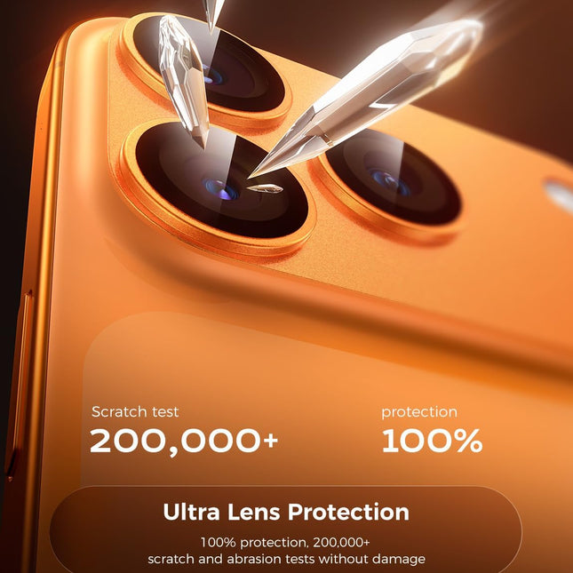 2 Pack Orange Full-Coverage Camera Lens Protector for 17 Pro Max