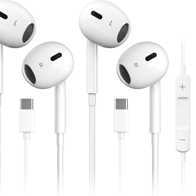 2-Pack Wired USB-C Earbud Headphones for Calls