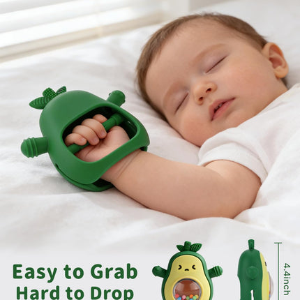 Baby Teething Silicone Hand Mitten Teether with Rattle
