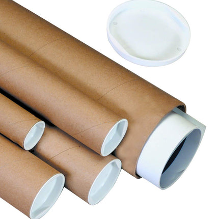 3" x 18" Kraft Mailing Tubes with Caps, Pack of 24