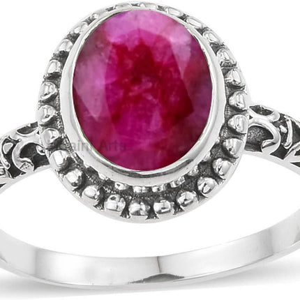 925 Sterling Silver Ring for Women with Ruby Gemstone