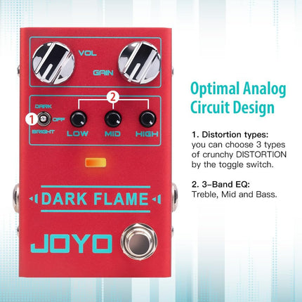 Modern High-Gain Distortion Guitar Pedal with 3-Band EQ