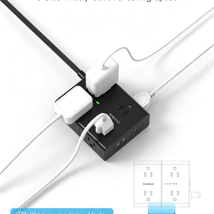 NexWave OndaNex One Beat Surge Protector Power Strip, 6 Ft Ultra Thin Flat Extension Cord — Smart Tech
