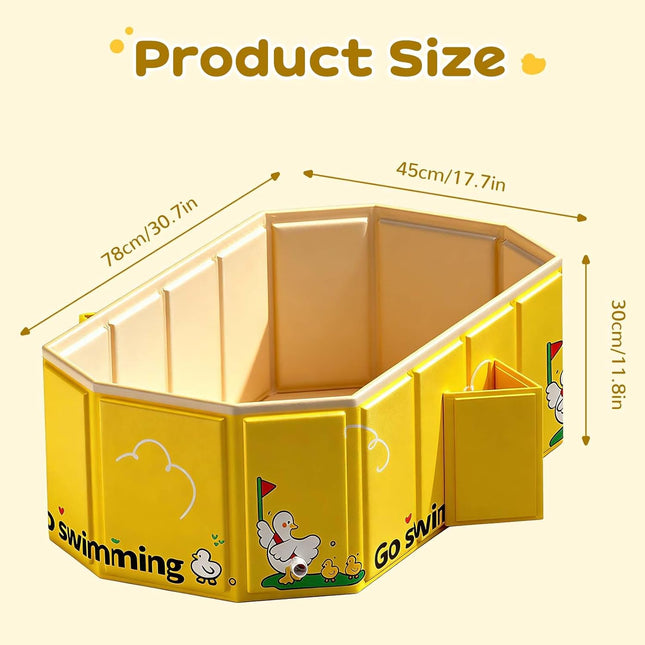 Collapsible Baby Bathtub, Portable Toddler Bathtub with Dual Drain, Age 1-5