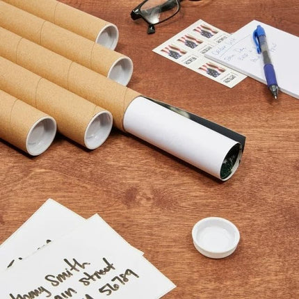 Kraft Mailing Tube with Caps, 2 in x 24 in, 1 Pack