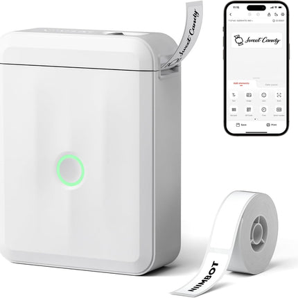 D110 Upgraded Mini Bluetooth Thermal Label Maker with Tape, White