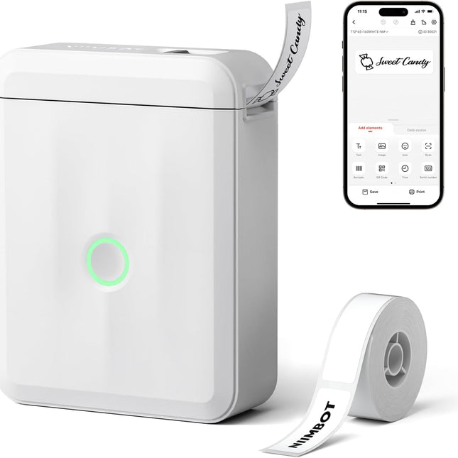 D110 Upgraded Mini Bluetooth Thermal Label Maker with Tape, White