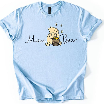 Mama Bear Honey Bear Mom Gift Unisex Matching Tee, Light Blue, X-Large