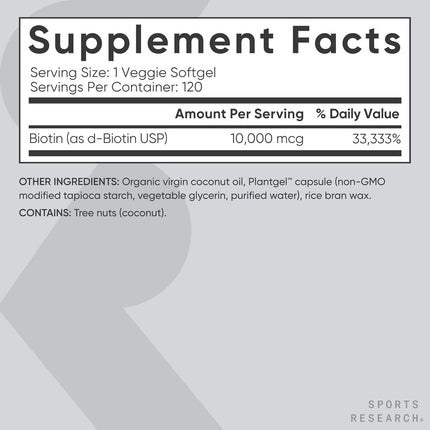 Biotin 10000mcg with Organic Coconut Oil
