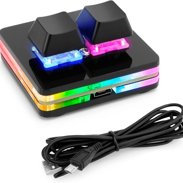 Black 2-Key USB Wired RGB Mechanical Gaming Keypad