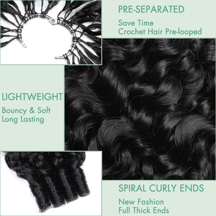 Human Crochet Hair Extensions 16 Inch Burmese Curly 1B#