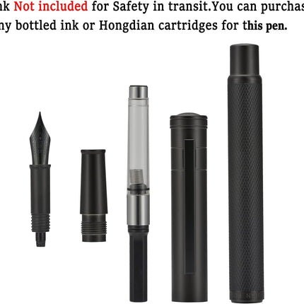 Matte Black Forest Fountain Pen Extra Fine Nib Classic Design with Converter and Metal Pen Box Set