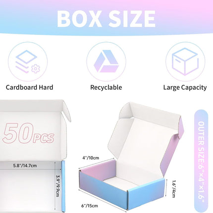 Purple Corrugated Box Mailers 6x4x1.6 Inch, Set of 50