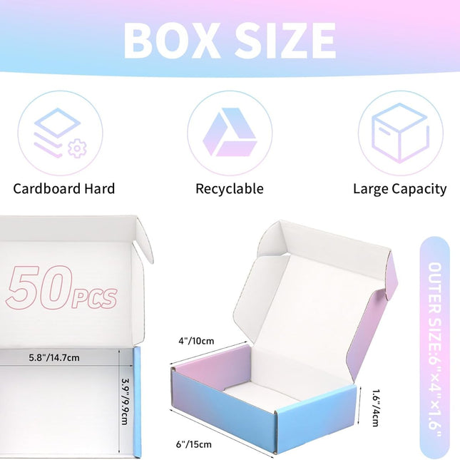 Purple Corrugated Box Mailers 6x4x1.6 Inch, Set of 50