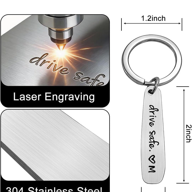 Drive Safe Personalized Initial Keychain for Him
