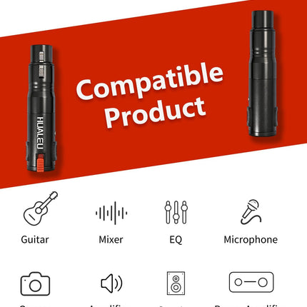 Lockable 1/4 in TRS Female to 3-Pin XLR Female Audio Adapter, 2 Pack, Black